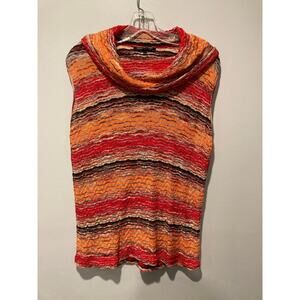 Jones New York Tank 2X Plus Blouse Striped Shirt Top Sleeveless Knit Cowl Neck